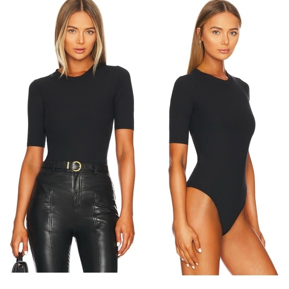 SPANX Tops - SPANX Suit Yourself Rib-Knit Short Sleeve Crewneck Bodysuit Size Small NEW